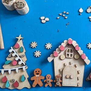 Let Them Play Decorate A Christmas Set Handmade Playdough Craft, Natural Wood